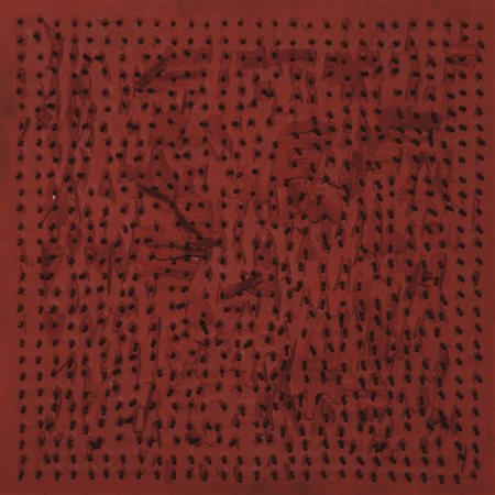 Firmato. BERNARD AUBERTIN (1934) - " Tableau clous ", 1970, Chiodi dipinti su...