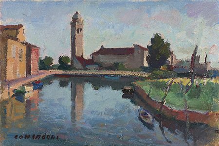 Silvio Consadori (Brescia 1909 - Burano 1994)"Burano, Mazzorbo" 1978olio su...