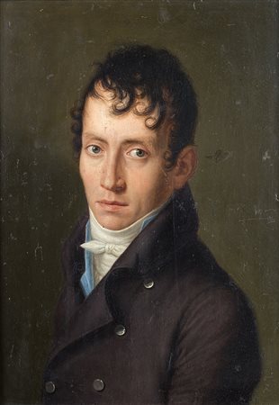 Maestro dell'inizio del XIX Secolo"Ritratto di gentiluomo" olio su tavola (cm...