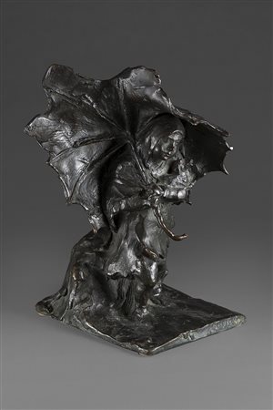 Emilio Agnati (Milano 1876 - 1937)"L'avvicinarsi della tempesta" scultura in...