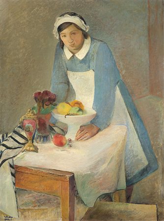 Gino Moro (Milano 1901 - 1977)"La domestica" 1934 olio su tela (cm 99x75)...