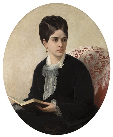 Ferdinando Brambilla (Milano 1838 - 1921)"Ritratto femminile" 1867olio su...