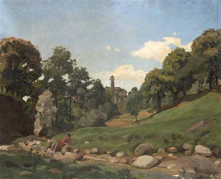 Carlo Prada (Milano 1884 - Santa Margherita Ligure 1960)"Giniese" 1929 olio...