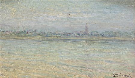 Filiberto Minozzi (Verona 1877 - Milano 1936)"Il Po a Cremona"olio su...