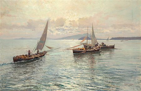 Fausto Pratella (Napoli 1888 - 1946)"Ischia" 1925olio su tela (cm 65,5x99,5)...