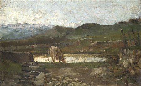 Francesco Filippini (Brescia 1853 - Milano 1895)"Paesaggio alpestre" olio su...