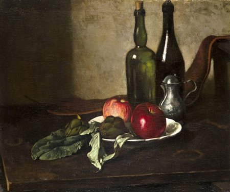 Leonardo Dudreville (Venezia 1885 - Ghiffa 1976)"Composizione con frutta,...