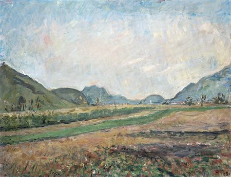 ARTURO TOSI (Busto Arsizio 1871 - Milano 1956) "Il campo di trifoglio" olio...