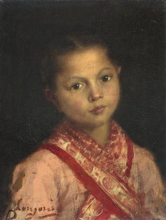 Emilio Longoni (Barlassina 1859 - Milano 1932)"Angioletta L." olio su tela...