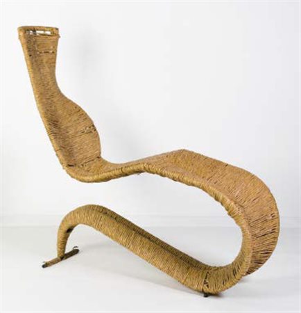 TOM DIXON (1959) CAPPELLINI Poltrona chaise-longue “Bolide” in ferro e vimini...