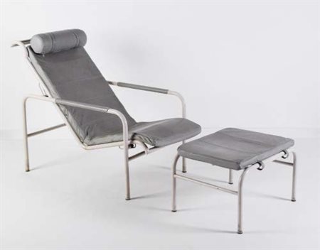 GABRIELE MUCCHI (1899-2002) ZANOTTA Poltrona chaise - longue “Genni” e...