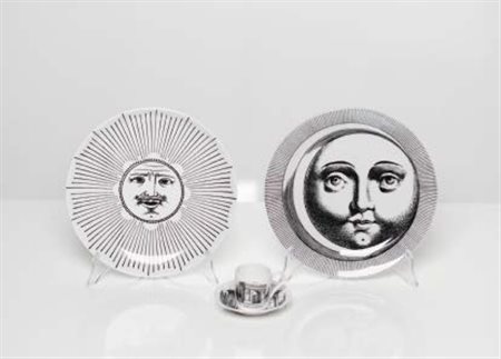 PIERO FORNASETTI (1913-1988) Tazzina con piattino della collezione “Porte di...