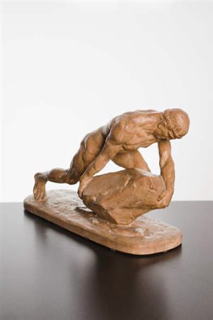 HENRI BARGAS Scultura in terracotta raffigurante “Sisifo”. Firmata alla base:...