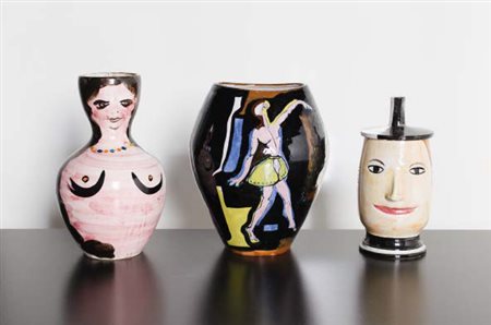 SA.VAL ALBISOLA ART RUMI MILANO SA.VAL ALBISOLA Lotto composto da tre vasi in...