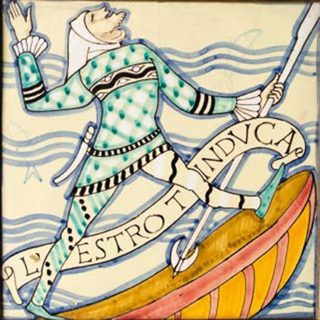 ILARIO CIAURRO (1889-1992) Coppia di piastrelle incorniciate raffiguranti...