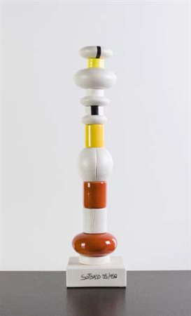 ETTORE SOTTSASS (1917-2007) Totem “Minareto” in ceramica prodotto in edizione...
