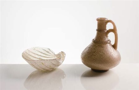 MANIFATTURA MURANESE Vaso in vetro pulegoso nei toni del rosa, anni ‘50....