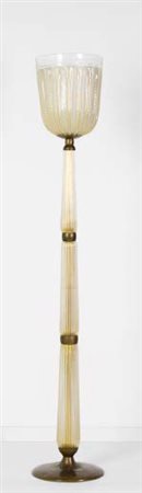 BAROVIER & TOSO Lampada da terra in vetro cordonato oro con struttura in...