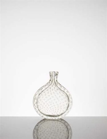 BAROVIER & TOSO Vaso in vetro trasparente a bollicine. Firma all’acido:...