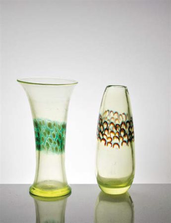 VETRERIA GINO CENEDESE & C. Grande vaso con decoro centrale nei toni del...