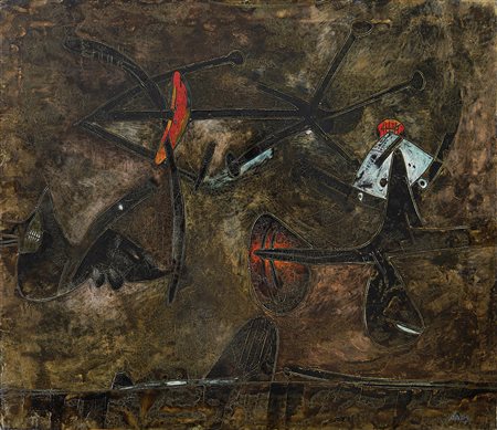 Gianni Dova Testa 1962 Olio su tela 60 x 70 cm Firmato in basso a destra...