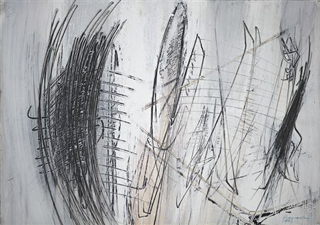 Emilio Scanavino Momento 1961 Olio su cartone 36 x 51 cm Firma e data in...