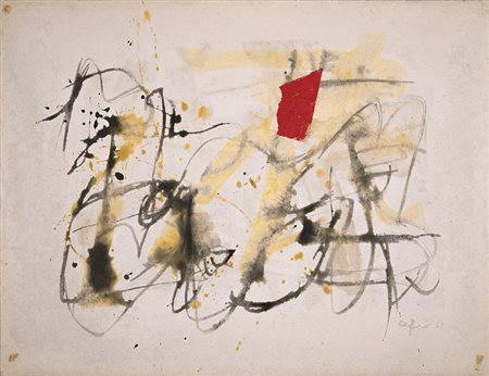 Afro Senza titolo 1961 Tecnica mista su carta riportata su tela 52 x 67.5 cm...