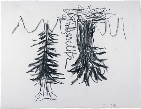 Georg Baselitz Alberi 1986 Carboncino su carta 48.3 x 63.3 cm Firmato nel...