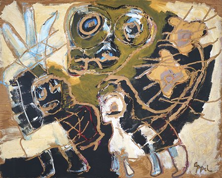 Karel Appel Merry Nomads no. 1 1991 Acrilico su tavola incisa 121.9 x 152.4...