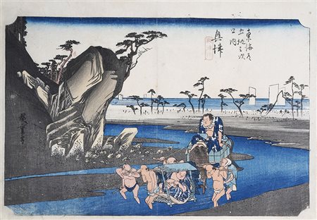 Utagawa Hiroshige Okitsu. I fiume Okitsu (Okitsu. Okitsugawa) [Stazione 18]...