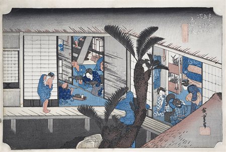 Utagawa Hiroshige Akasaka. Illustrazione delle inservienti di una locanda...