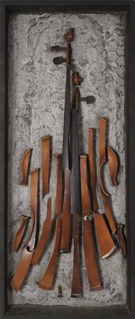 Fernandez Arman Coup d'un violon 1974 Violino nel cemento e legno 80 x 33 x...