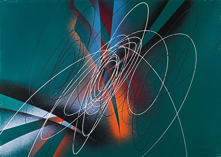 Roberto Crippa Spirale 1971 olio su cartoncino 50 x 70 cm Firma e data in...