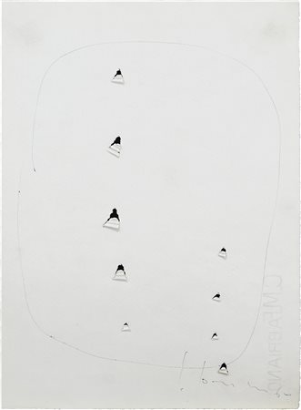 Lucio Fontana Concetto spaziale 1960 Penna a sfera e strappi su carta 32.5 x...