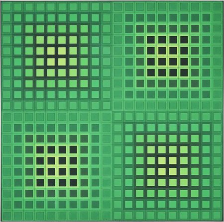 Victor Vasarely Gyep 1965 Tecnica mista su tavola 80 x 80 cm Firmato in basso...