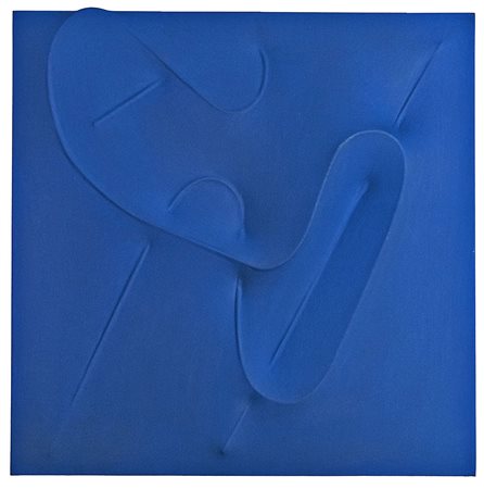 Agostino Bonalumi Blu 2000 Tela estroflessa e acrilico 50.5 x 50.5 x 6 cm...