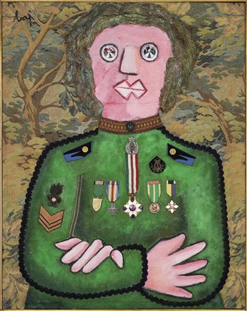 Enrico Baj Generalessa 1973 Acrilici e collage su passamaneria riportata su...