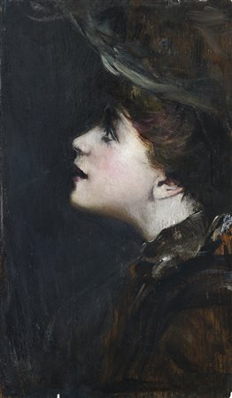 Giovanni Boldini Ragazza con il cappellino 1900 - 1905 Olio su tavola 25 x...