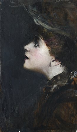 Giovanni Boldini Ragazza con il cappellino 1900 - 1905 Olio su tavola 25 x...