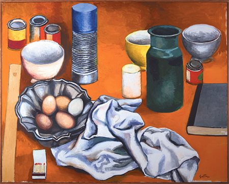 Renato Guttuso Oggetti 1978 Olio su tela 59.5 x 75 cm Firmato in basso a...
