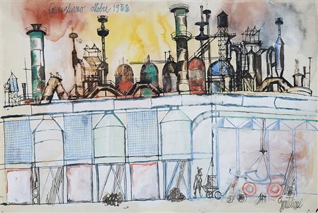 Franco Gentilini Cornigliano 1953 Acquarello su carta 33 x 48 cm Firmato in...