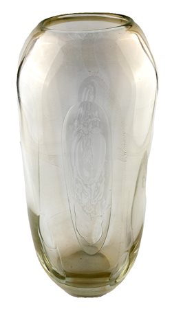 TOSO MURANO ITALIA 1970 ca. GRANDE VASO in vetro sommerso trasparente con...