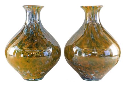 ARTE VETRARIA MURANO ITALIA 1970 COPPIA DI VASI in vetro a lustro di forma...