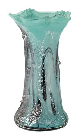 VM MURANO ITALIA1970 VASO in vetro nei toni di verde e nero con inclusioni...