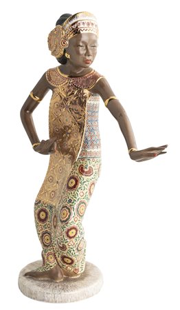 LENCI TORINO 1950 ca. DANZATRICE GIAVANESE in terraglia modellata a colaggio,...