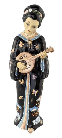 C.I.A MANNA TORINO 1950 ca. GEISHA figura di donna giapponese con chitarra,...