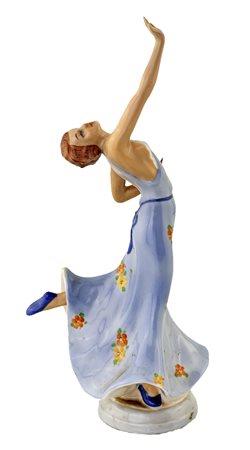 PRODUZIONE TEDESCA 1950 ca. DANZATRICE figura di donna danzante in ceramica...