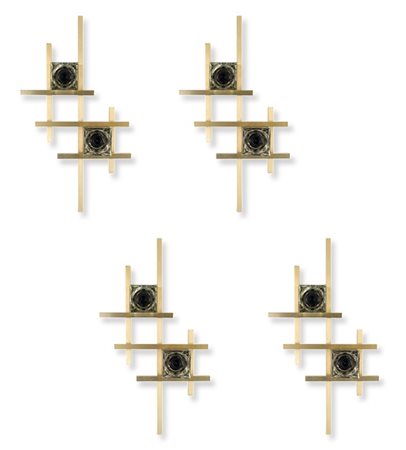 GAETANO SCIOLARI 1970 APPLIQUE quattro appliques "cubic", a forma di...