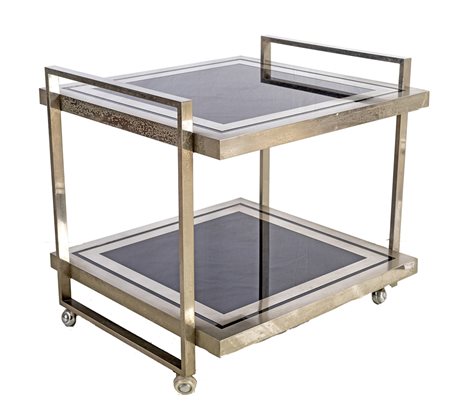 ROMEO REGA (Attr.) 1970 ca. CARRELLO struttura in acciaio nichelato, piani in...