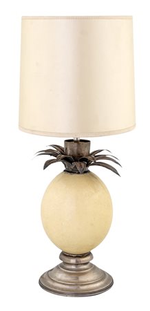 PRODUZIONE ITALIANA LAMPADA DA TAVOLO a forma di ananas con uovo di struzzo e...